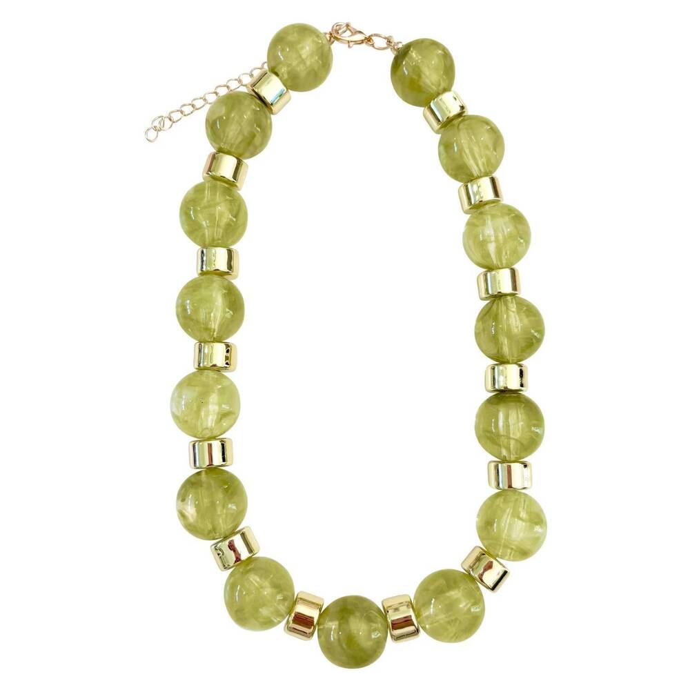 NEW GEMELLI women's sorrento beaded statement necklace in lime